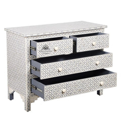 Bone Inlay 4 Drawer Chest of Drawers – Grey Geometric