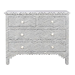 Bone Inlay 4 Drawer Chest of Drawers – Black Thin Zig Zag