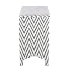 Bone Inlay 4 Drawer Chest of Drawers – Black Thin Zig Zag