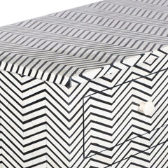 Bone Inlay 4 Drawer Chest of Drawers – Black Thin Zig Zag