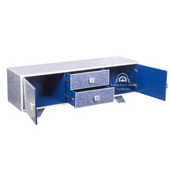 Large Bone Inlay TV / Entertainment Sideboard – Indigo Blue Fish Scale