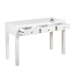 Bone Inlay 3 Drawer Hall Table / Side Table – White Floral