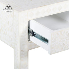 Bone Inlay 3 Drawer Hall Table / Side Table – White Floral
