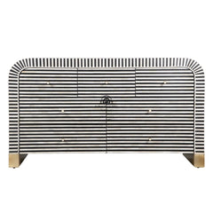 Bone Inlay Waterfall Buffet – 7 Drawer Chest | Black Stripe