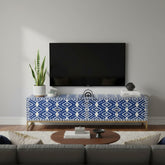 Bone Inlay Entertainment Unit / TV Stand – Indigo Blue Ikat