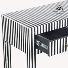 Bone Inlay 4 Drawer Hall Table / Side Table – Black Stripe