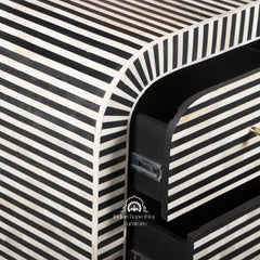 Bone Inlay Waterfall Buffet – 7 Drawer Chest | Black Stripe