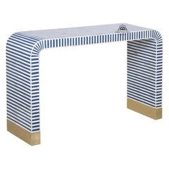 Bone Inlay Waterfall Hall Table / Side Table – Indigo Blue