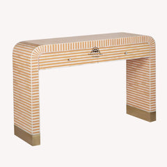 Bone Inlay Waterfall 2 Drawer Hall Table / Side Table – Almond Lines