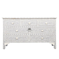 Bone Inlay 7 Drawer Chest of Drawers – Grey Floral