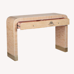 Bone Inlay Waterfall 2 Drawer Hall Table / Side Table – Almond Lines
