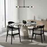 Sol Dining Table – Black & Off-White Bone Inlay