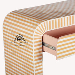 Bone Inlay Waterfall 2 Drawer Hall Table / Side Table – Almond Lines