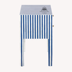 Bone Inlay Bedside Table with 2 Drawers – Indigo Blue Stripe