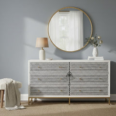 Bone Inlay Buffet 6 Drawer Chest of Drawers – Black Lattice