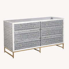 Bone Inlay Buffet 6 Drawer Chest of Drawers – Black Lattice