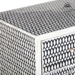 Bone Inlay Buffet 6 Drawer Chest of Drawers – Black Lattice