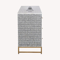 Bone Inlay Buffet 6 Drawer Chest of Drawers – Black Lattice