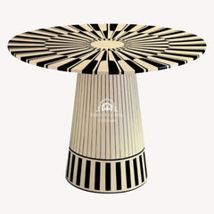 Sol Dining Table – Black & Off-White Bone Inlay