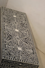 Black Bone Inlay Trunk Box | Floral Pattern Handmade Storage Chest