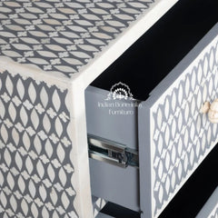 Bone Inlay Buffet 6 Drawer Chest of Drawers – Dark Grey Lattice