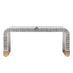 Bone Inlay Curved Waterfall Coffee Table – Black Lines