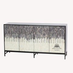 Naveli Cabinet – Black Bone Carved Cabinet