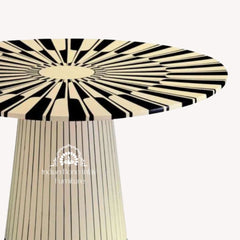 Sol Dining Table – Black & Off-White Bone Inlay
