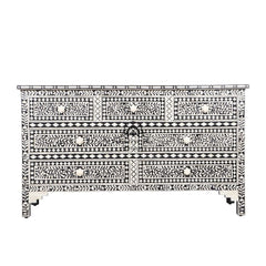 Bone Inlay 7 Drawer Chest of Drawers – Black Floral