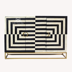 Zuri Cabinet – Black & White Bone Inlay