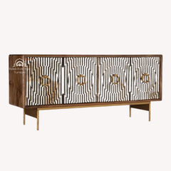 Bone Inlay Media Cabinet | Bone Inlay Entertainment Unit | Bone Inlay TV Unit Furniture