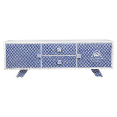 Large Bone Inlay TV / Entertainment Sideboard – Indigo Blue Fish Scale