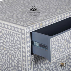 Bone Inlay 3 Drawer Chest of Drawers – Grey Floral