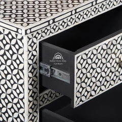 Bone Inlay 7 Drawer Chest of Drawers – Black Geometric
