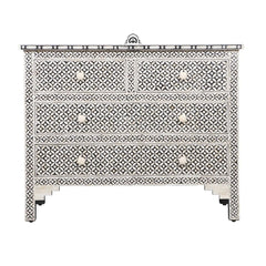Bone Inlay 4 Drawer Chest of Drawers – Black Geometric