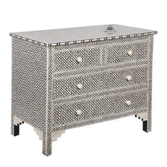 Bone Inlay 4 Drawer Chest of Drawers – Black Geometric