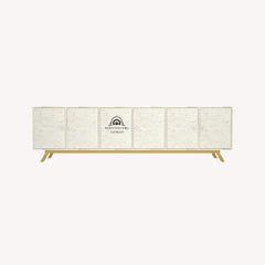 Isra TV Unit Cabinet – White Bone Inlay