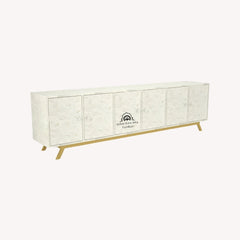 Isra TV Unit Cabinet – White Bone Inlay
