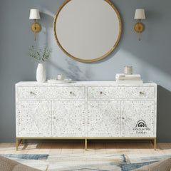 Jade Sideboard Buffet – White Mother of Pearl Inlay