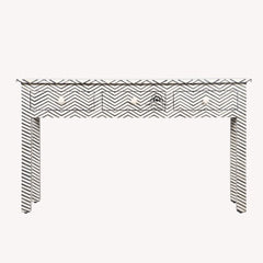 Bone Inlay 3 Drawer Hall Table / Side Table – Black Zig Zag