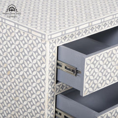 Bone Inlay 4 Drawer Chest of Drawers – Grey Geometric