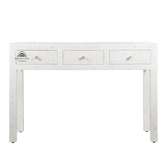 Bone Inlay 3 Drawer Hall Table / Side Table – White Floral