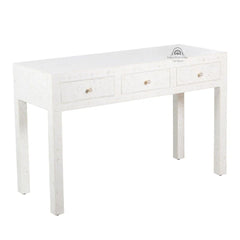 Bone Inlay 3 Drawer Hall Table / Side Table – White Floral
