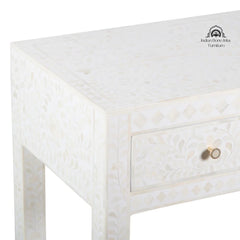 Bone Inlay 3 Drawer Hall Table / Side Table – White Floral