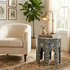 Mehtab Bagh Marble Inlay Side Table