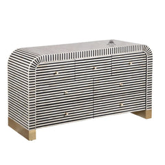 Bone Inlay Waterfall Buffet – 7 Drawer Chest | Black Stripe