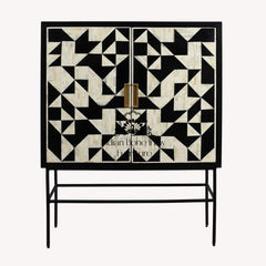 Bone Inlay Buffet Drinks Cabinet / Bar Cabinet – Abstract Tribal