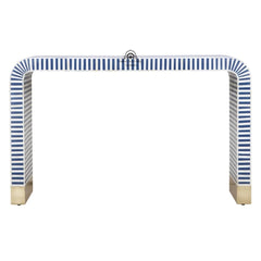 Bone Inlay Waterfall Hall Table / Side Table – Indigo Blue