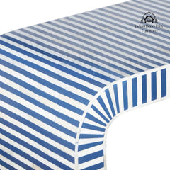 Bone Inlay Waterfall Hall Table / Side Table – Indigo Blue