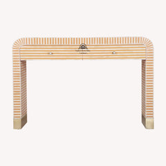 Bone Inlay Waterfall 2 Drawer Hall Table / Side Table – Almond Lines
